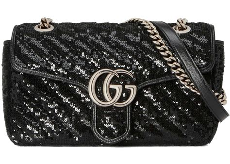 black gucci sequin makeup bag|Gucci shoulder bag.